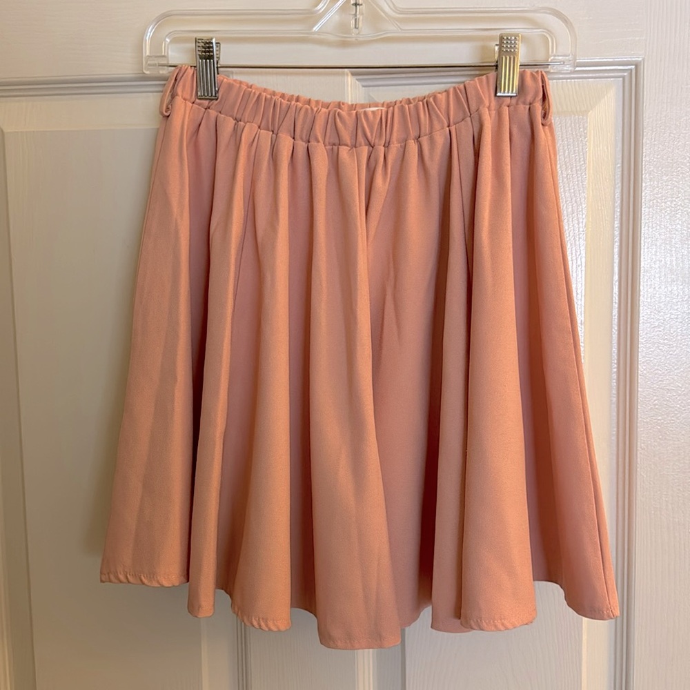 Cute Peach Colored Circle Skirt with Safety Shorts